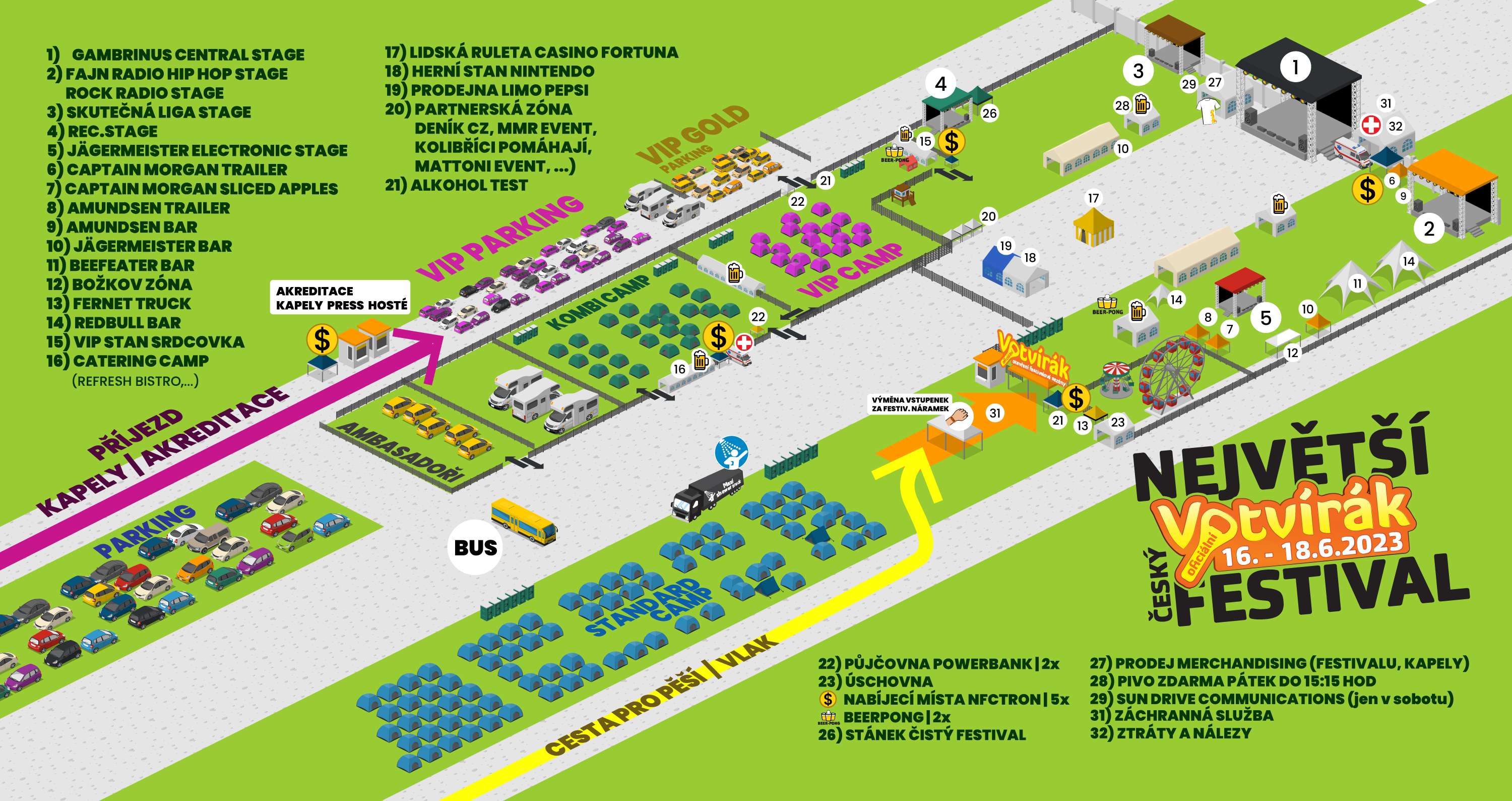 festival Votvírák - mapa areálu 2023
