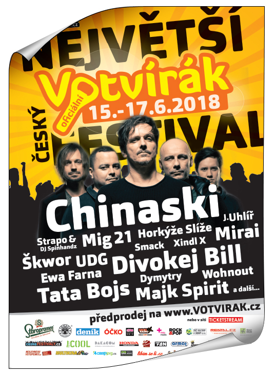 Zdarma plakát Votvírák 2018 s kapelou Chinaski