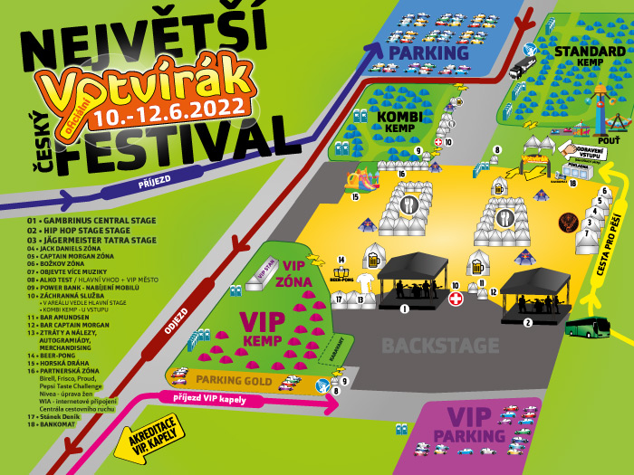 festival Votvírák - mapa areálu 2022